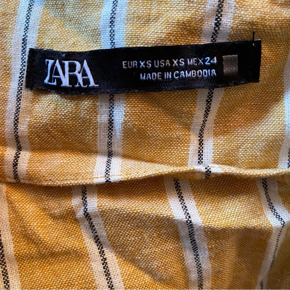 Zara linen mini dress puff sleeves square neckline XS - Picture 11 of 12